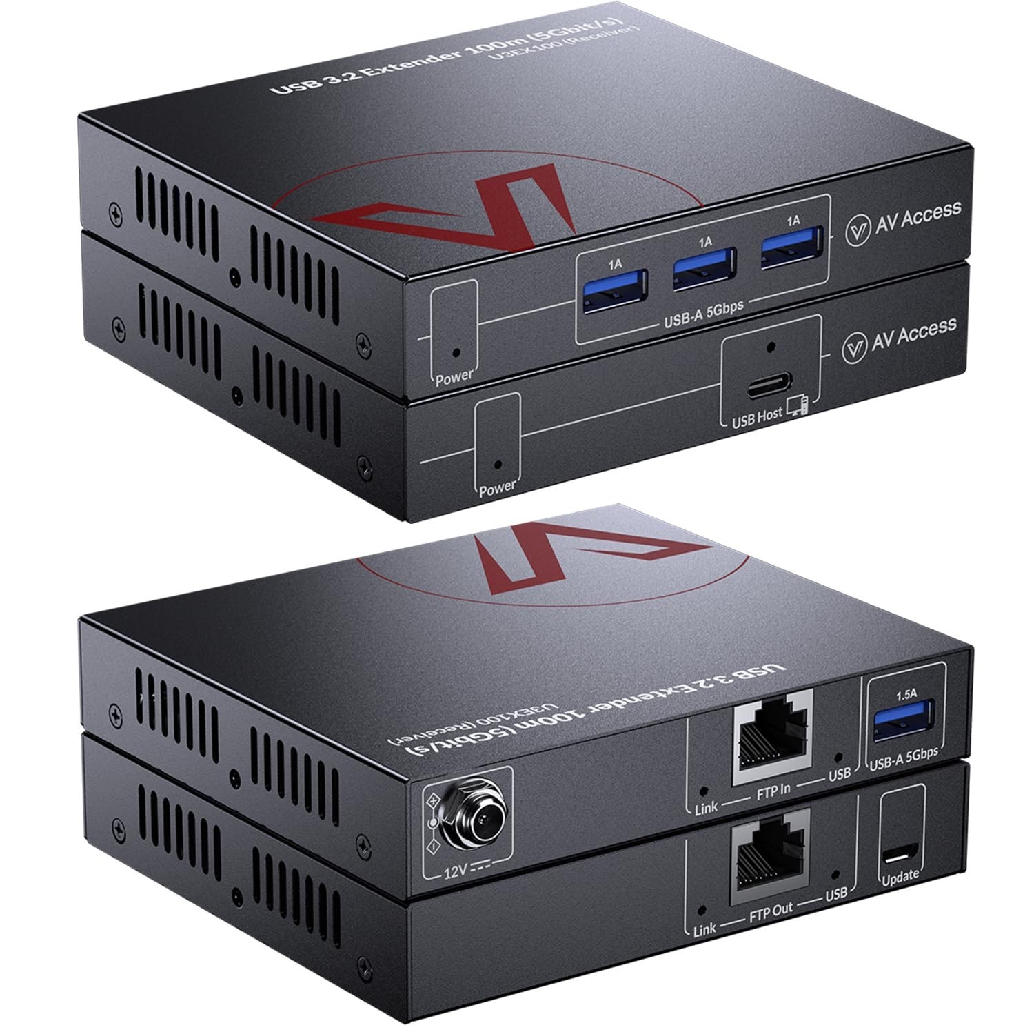AV Access HDbaseT USB 3.2 Extender Over Cat6A/7 up to 100m/330ft, 5Gbps High-...