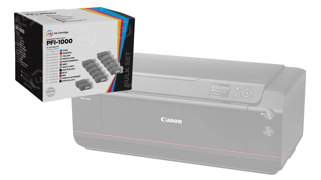 High Quality LD PRODUCTS Full Set of 12 PFI-1000 Ink Cartridge Canon Pro-1000