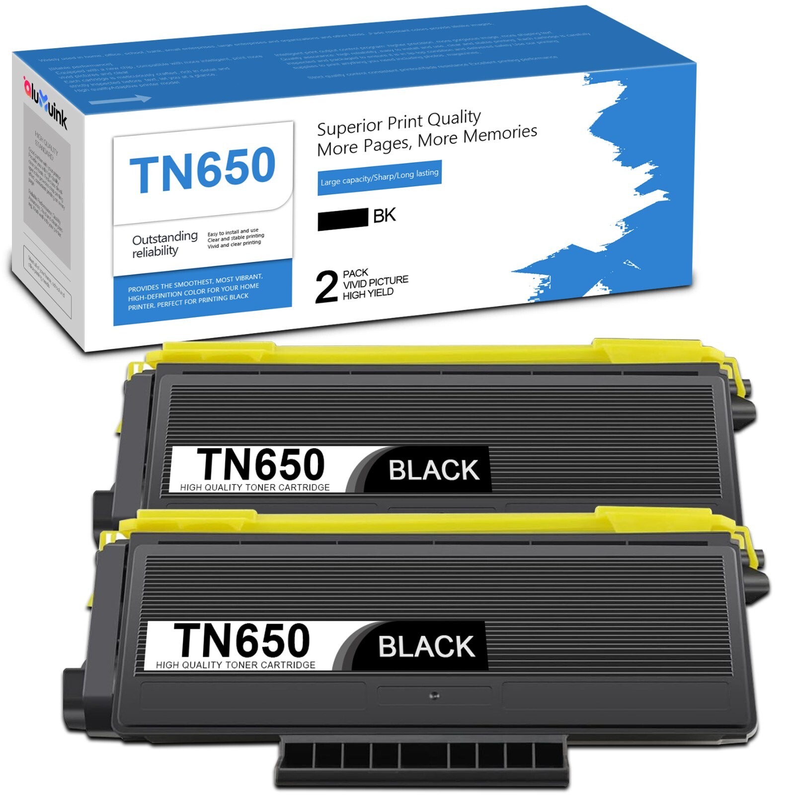 2PK TN 650 TN650 TN 620 Toner Cartridge Replacement for Brother TN650 Black