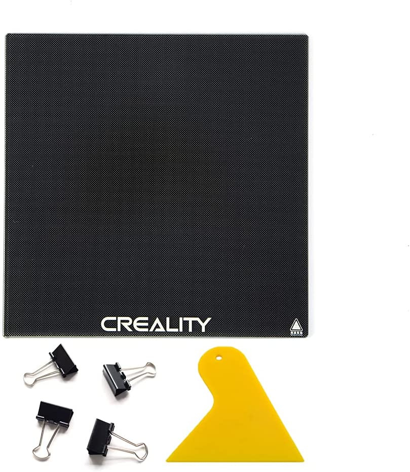 Creality 3D Printer Platform Tempered Glass Bed with 4 Binder Clips, Removal