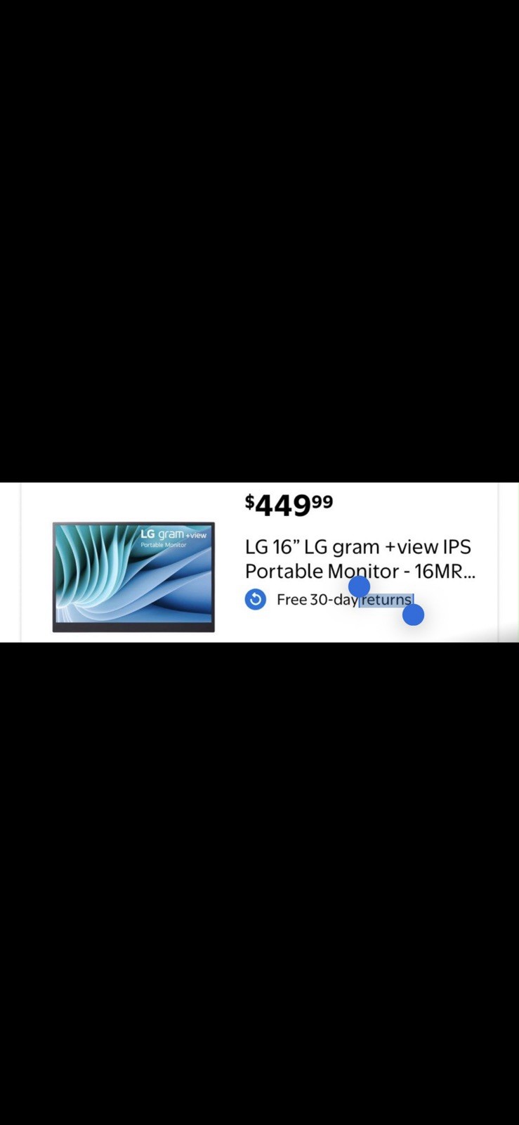 LG gram +view 16" IPS LED 60Hz Portable Monitor (USB Type-C) -16MR70.ASDK *READ*
