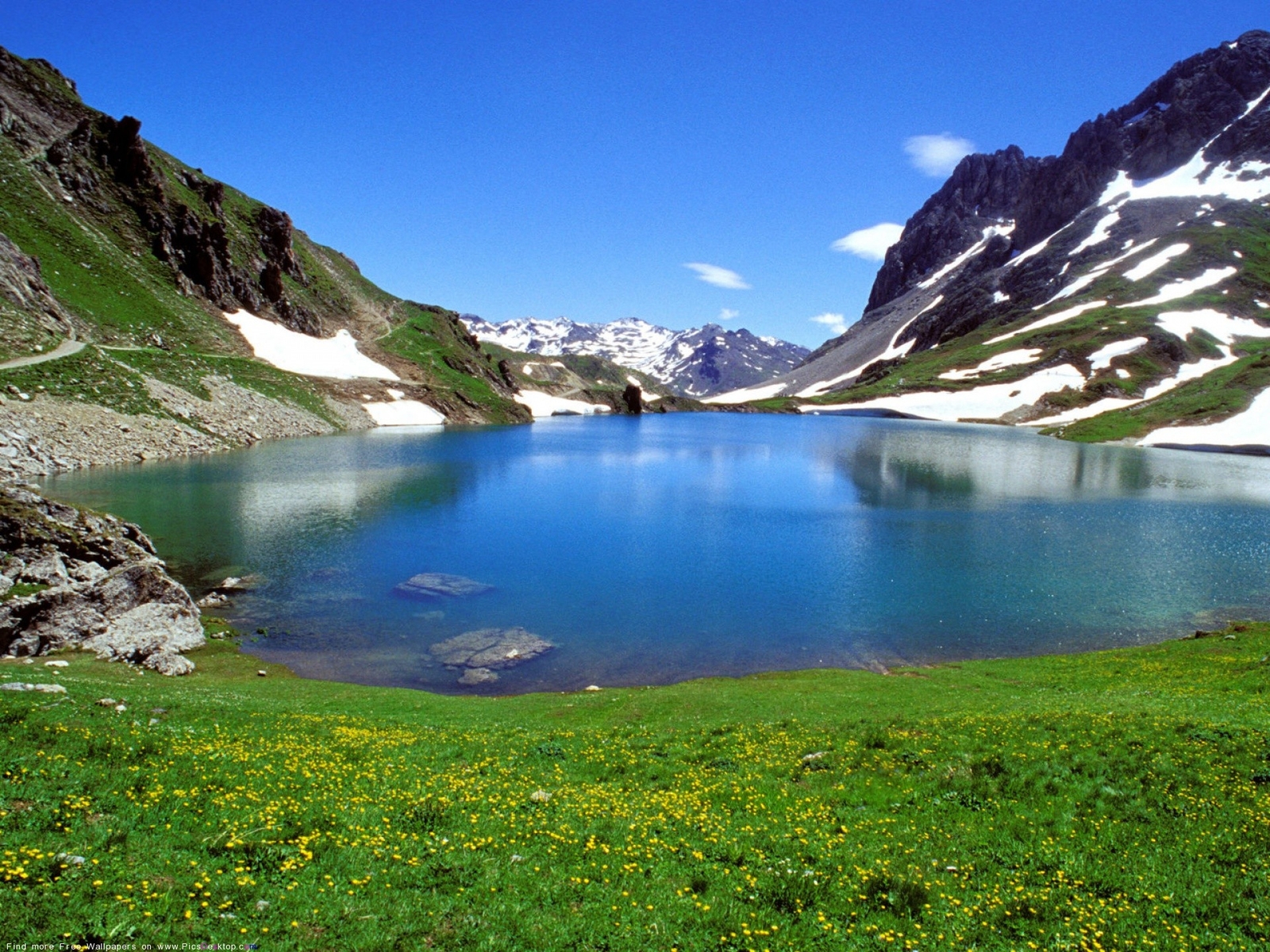 Landscape lake mountains spring Custom Gaming Mat Desk