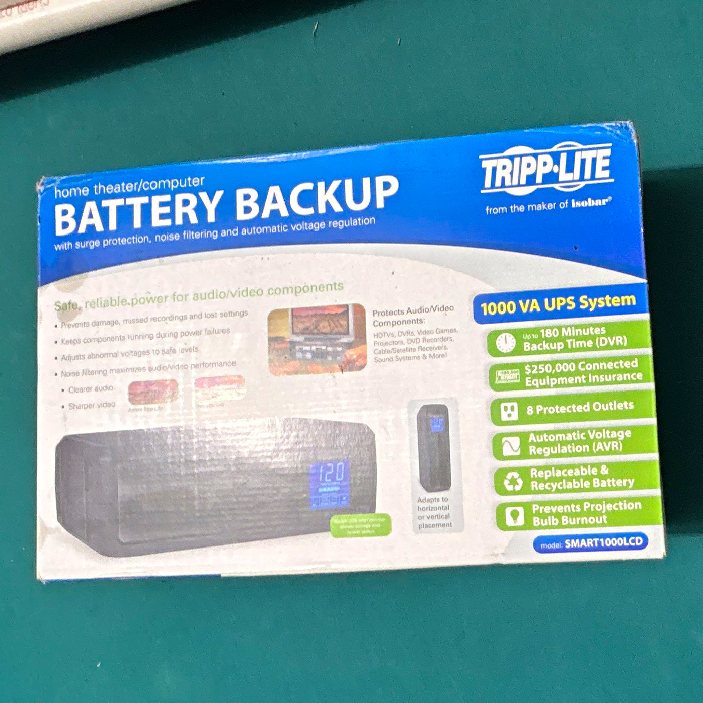 Tripp Lite SMART1000LCD 1000VA/500W UPS AVR LCD 8 Outlets USB 1080J