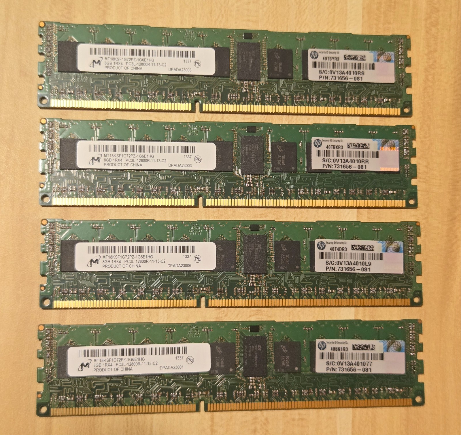Micron 32GB (4x 8GB) 1Rx4 PC3L-12800R-11-13-C2 Server Memory Matching Lot HP