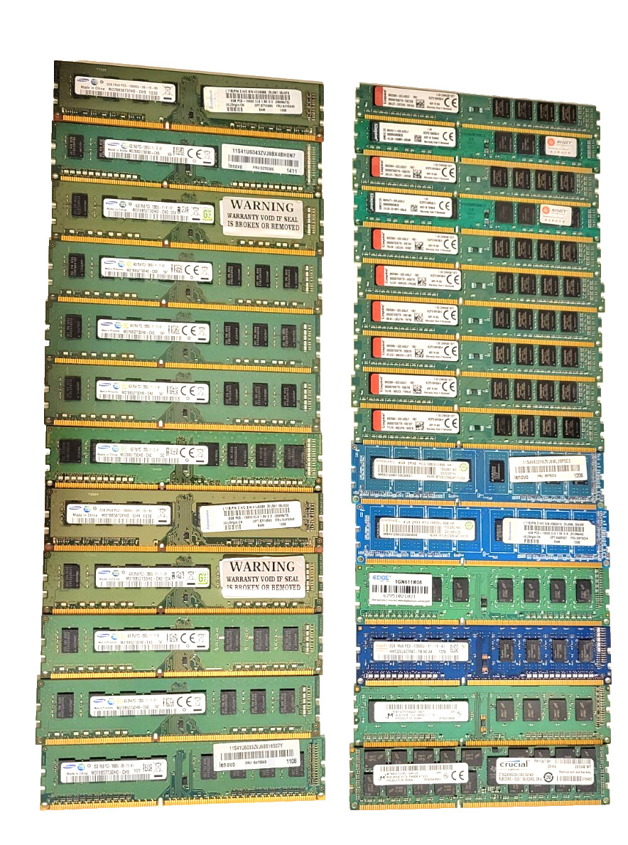 Memory RAM LOT 28 Kingston KCP316NS8/4/Samsung M378B527SDHO EDGE, HYNIX CRUCIAL