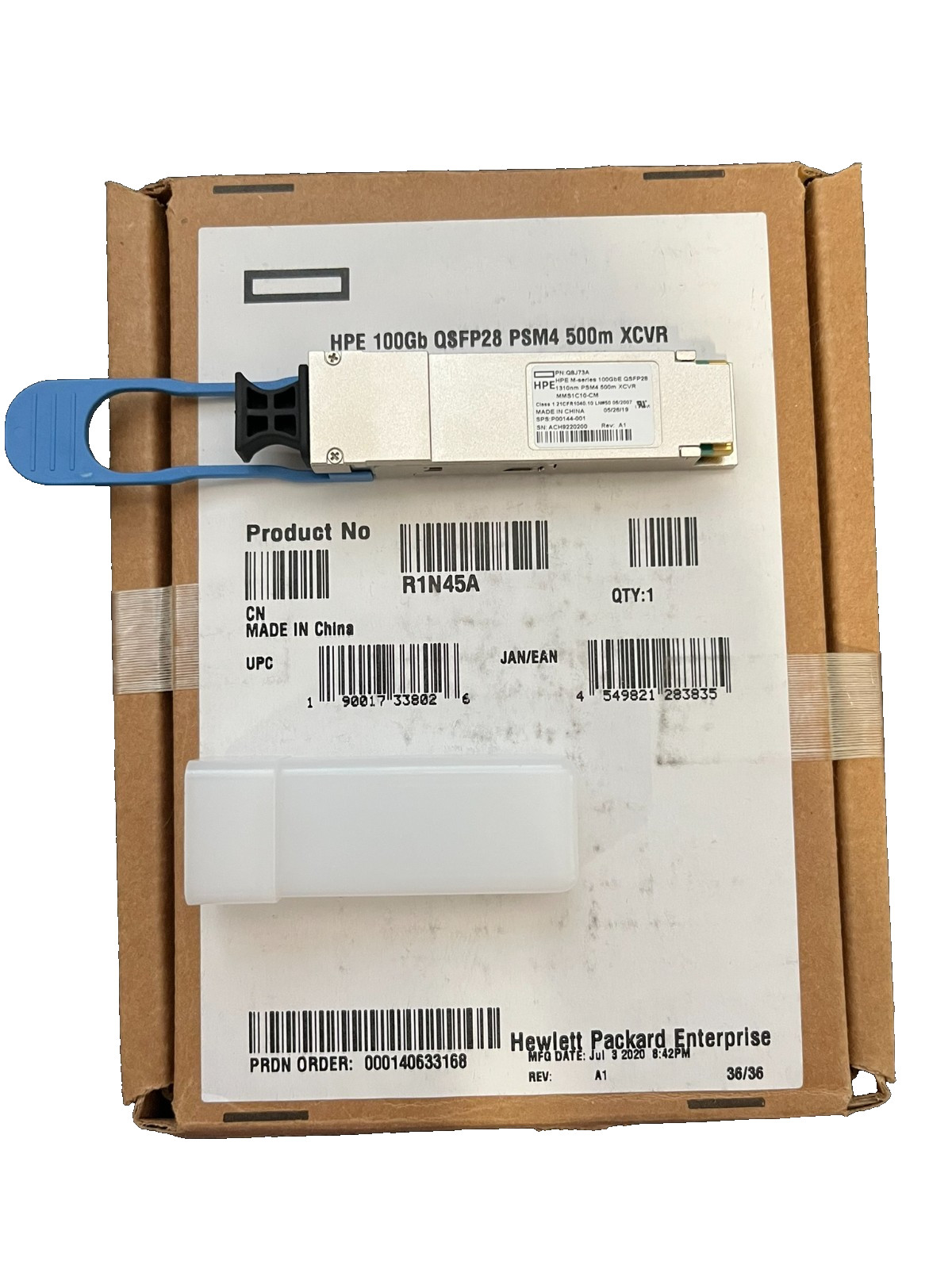HPE Mellanox M-Series 100GbE QSFP28 1310nm PSM4 500m Transceiver Q8J73A