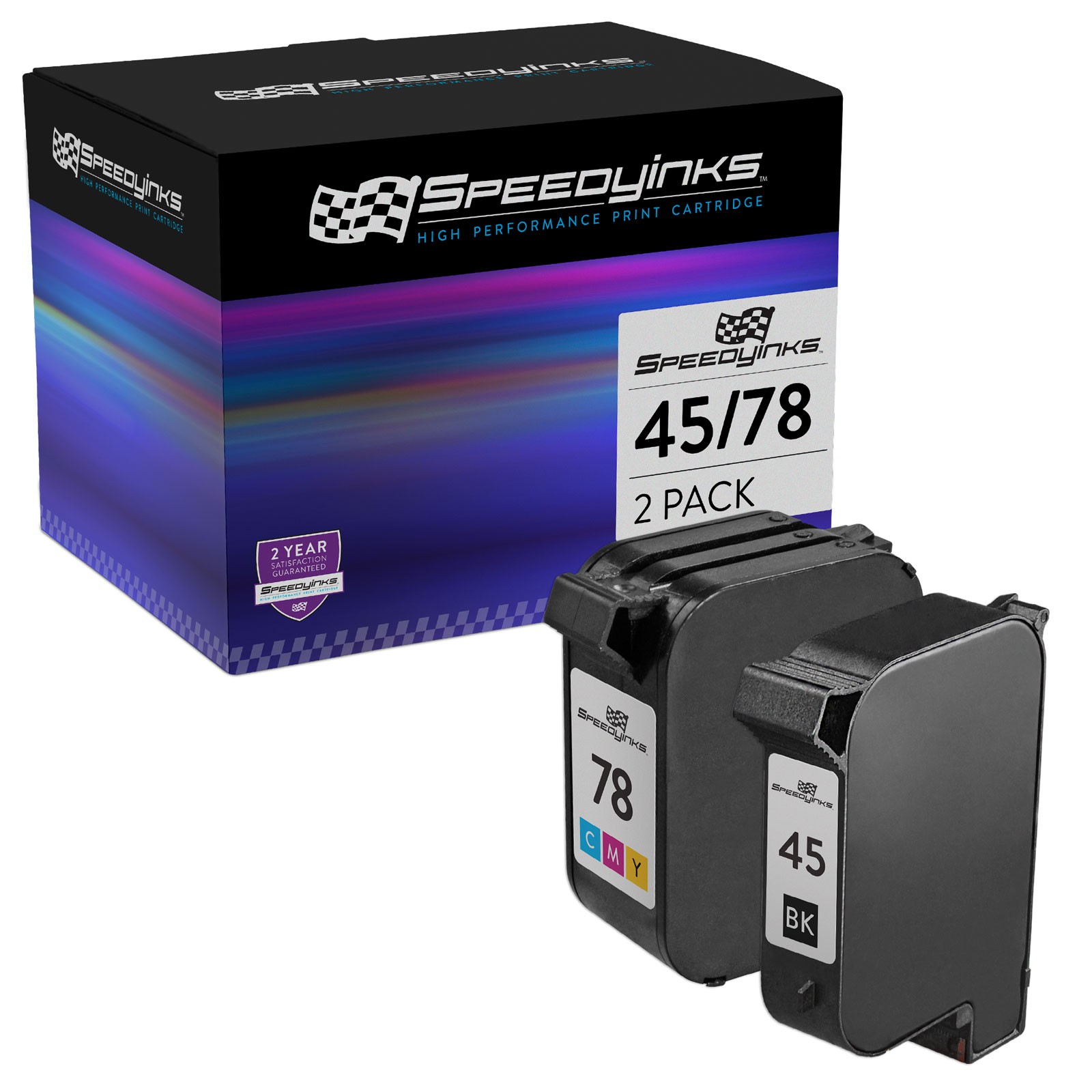 2PK Reman 45 & 78 Blk/Clr Ink Cartridges For HP Deskjet 970 990C 995 6122 6127