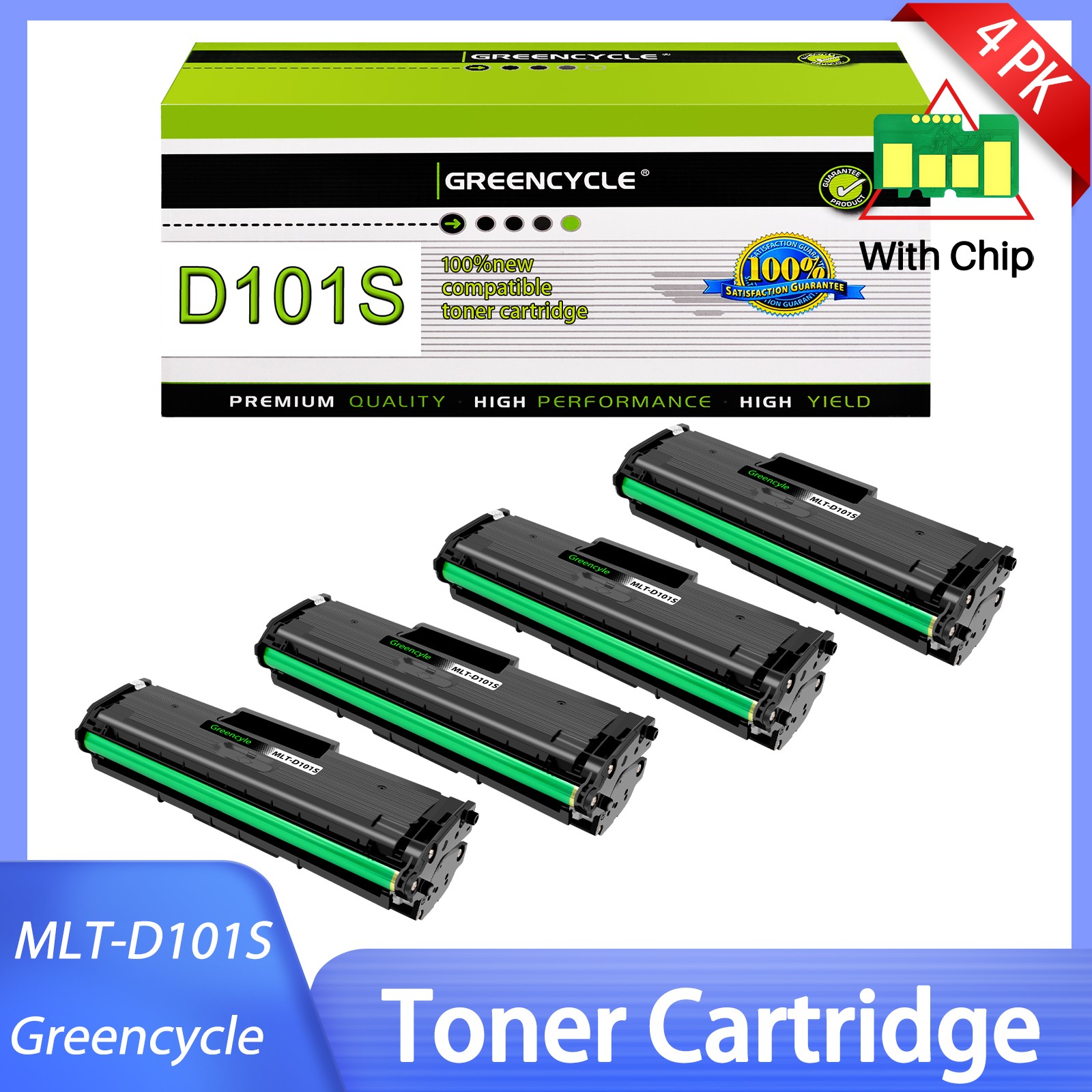 4PK BK MLT-D101S 101S Toner Cartridge Fit for Samsung ML-2165 SCX-3405FW SF-760P