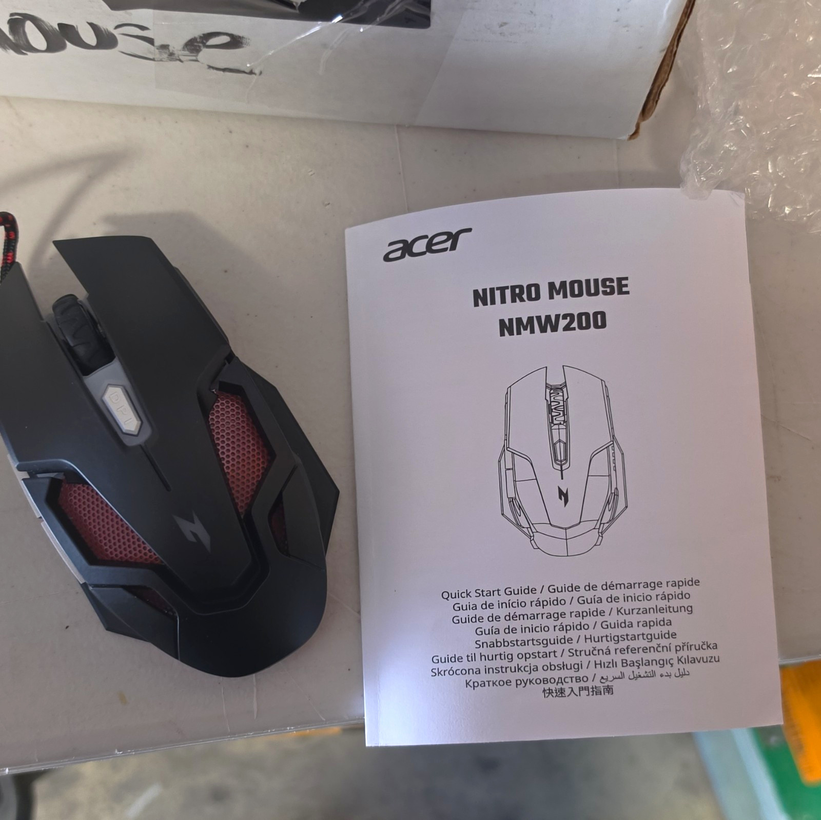 Acer Nitro NMW200 Wired USB Optical Gaming Mouse 4000 DPI 4-Button Black/Red