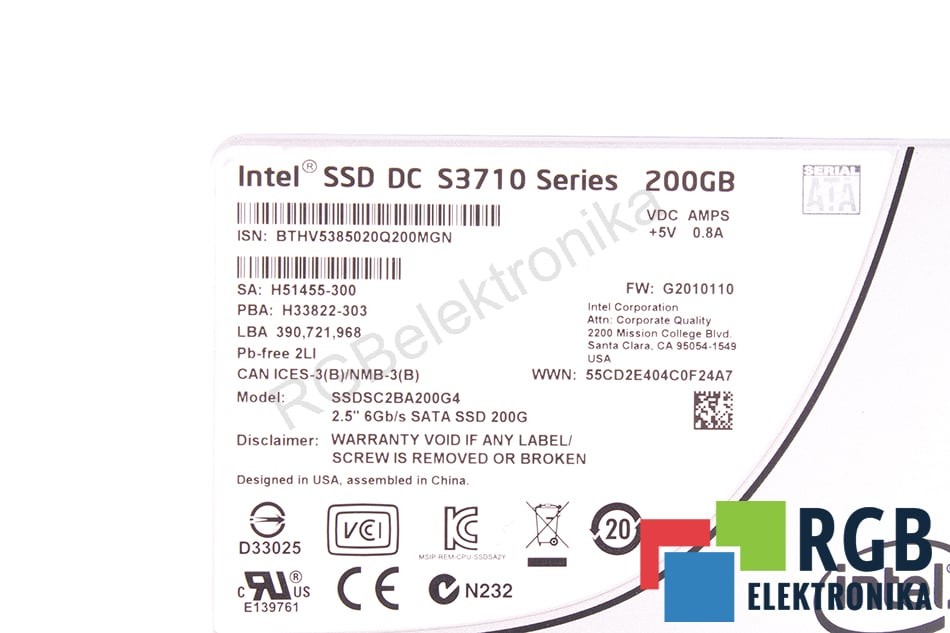 SSDSC2BA200G4 200GB SATA INTEL - Used - 3 Months Warranty