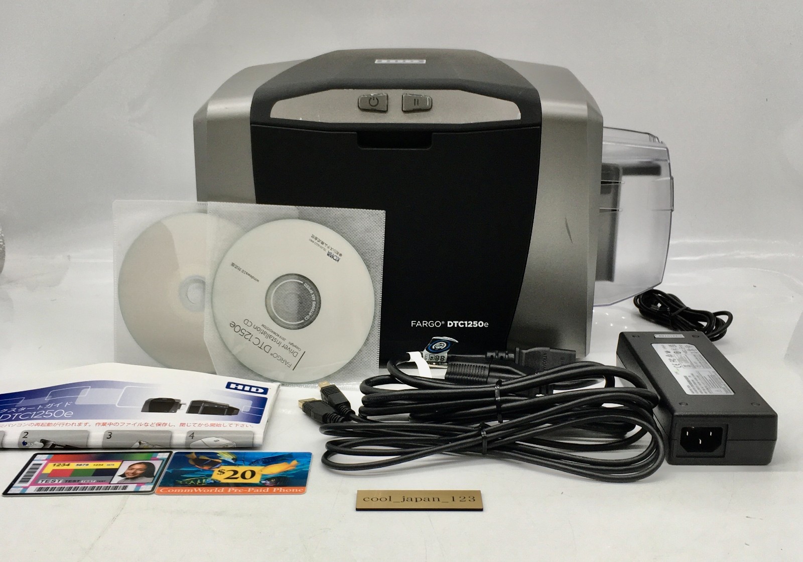 HID Fargo DTC1250e ID Card Printer Single Sided USB Tested Working w/Adapter