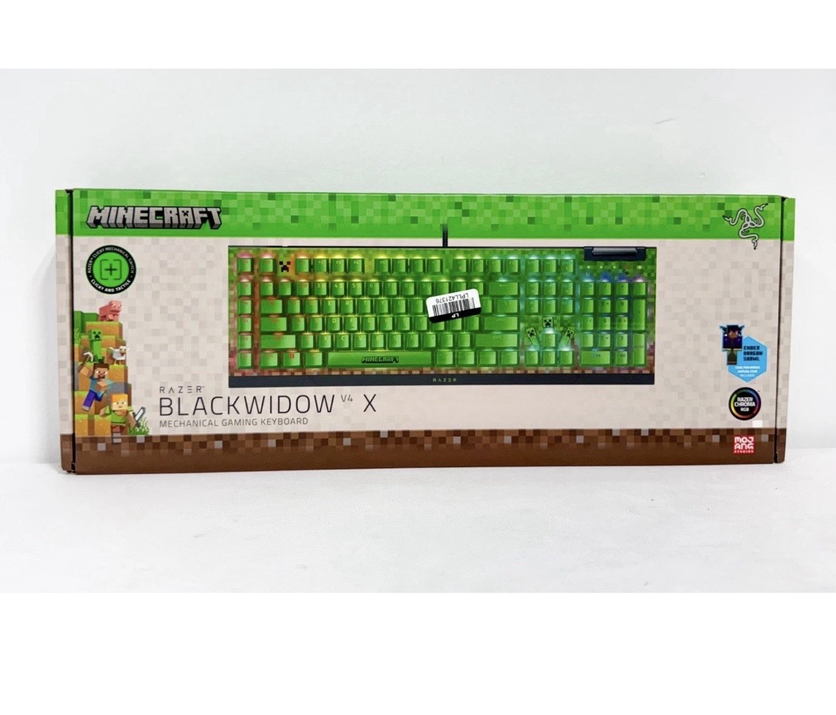 New - Razer BlackWidowV4 X Gaming Keyboard Green Switch - Minecraft Edition