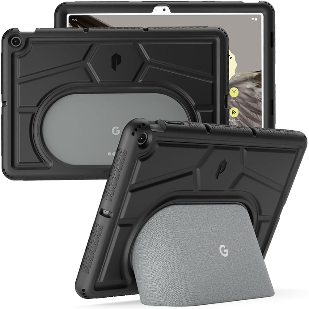 For Google Pixel Tablet Case Kids Friendly Shockproof Silicone Cover Black