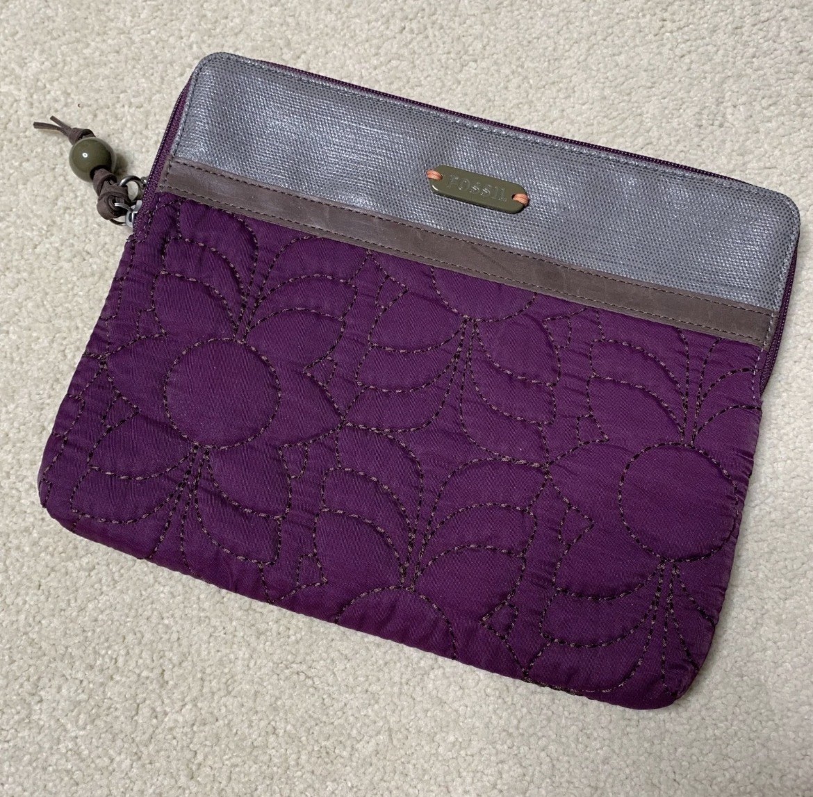 Fossil Key-Per Designer Floral Tablet Zip Case 10.5"x9" Multicolor