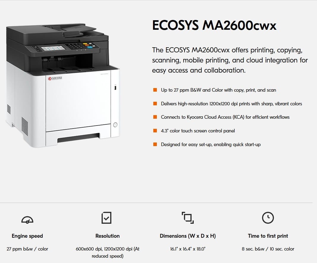 Kyocera ECOSYS MA2600cwx [110C1G2US0]