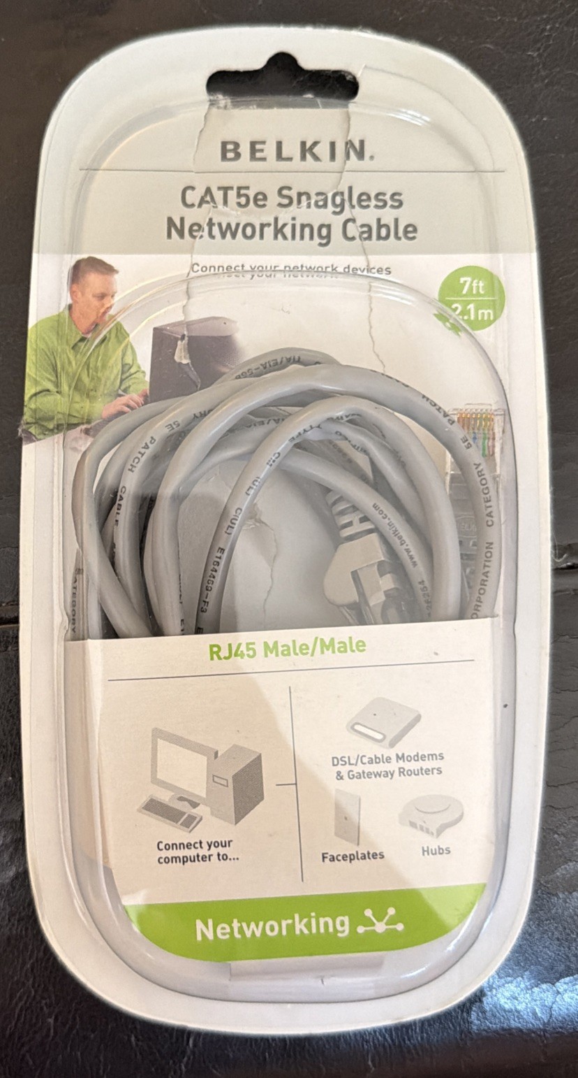 Belkin Networking Cable 7-Ft Cat 5e Snagless Gray RJ45 Male-Male