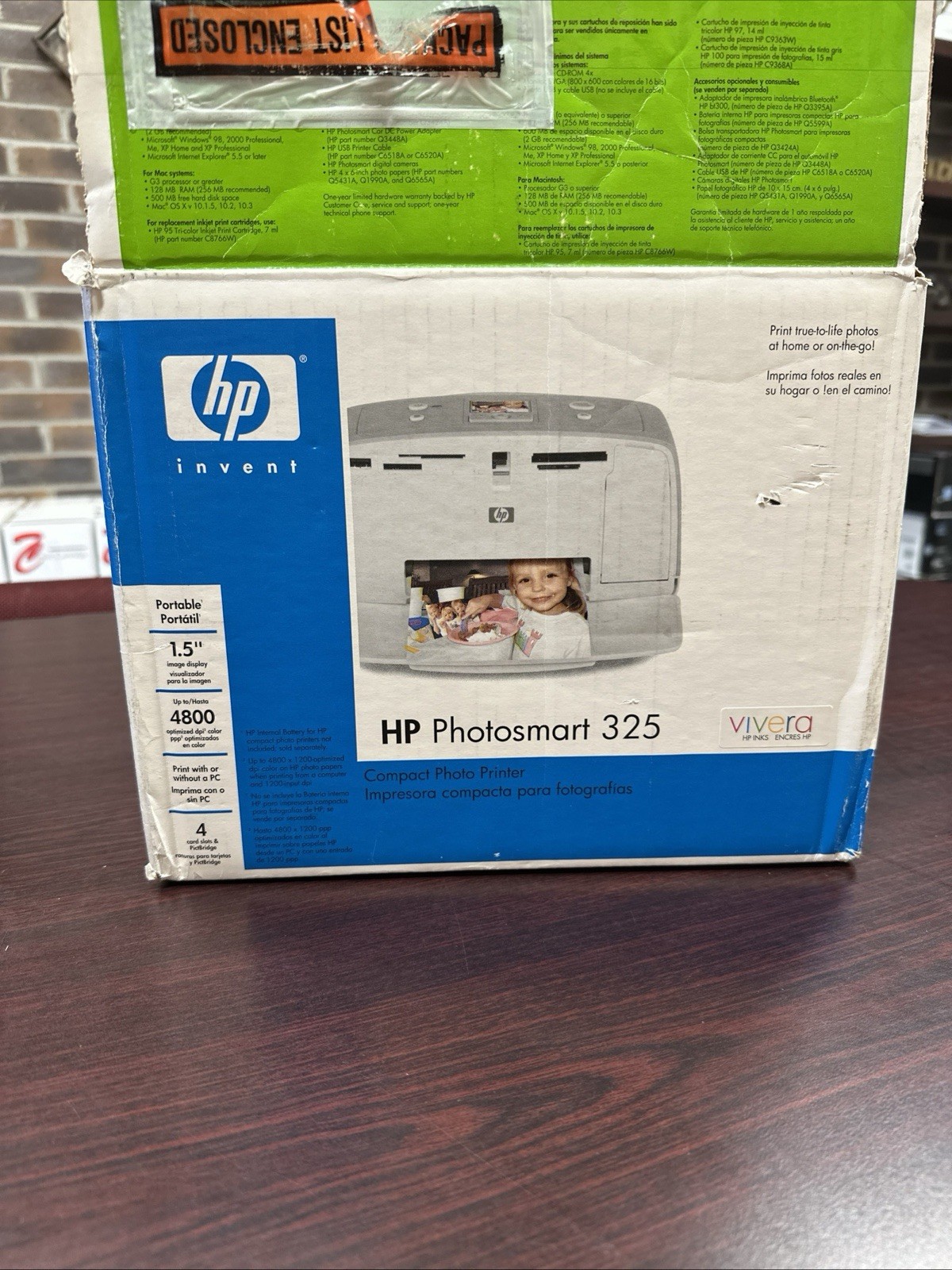 HP Photosmart 325 Compact Color Photo Printer Portable New Open Box