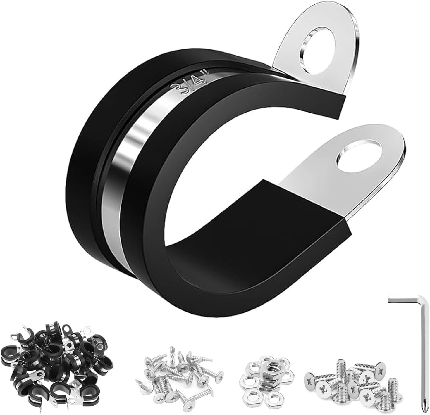 71 Pack 3/4 Inch P Clamps Stainless Steel Rubber Cushioned Insulated Clamps