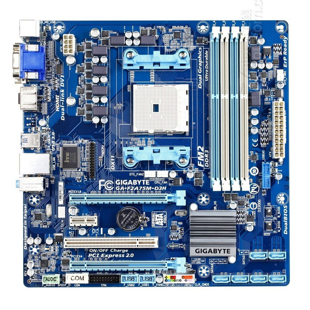 For Gigabyte GA-F2A75M-D3H(rev.1.0) FM2 A75 Motherboard microATX DDR3