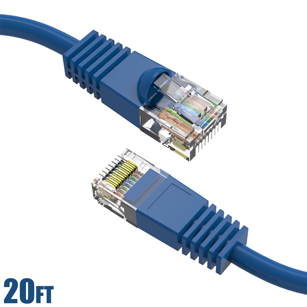 20FT Cat5E RJ45 Network LAN Ethernet UTP Patch Cable Cord Snagless Boot Blue