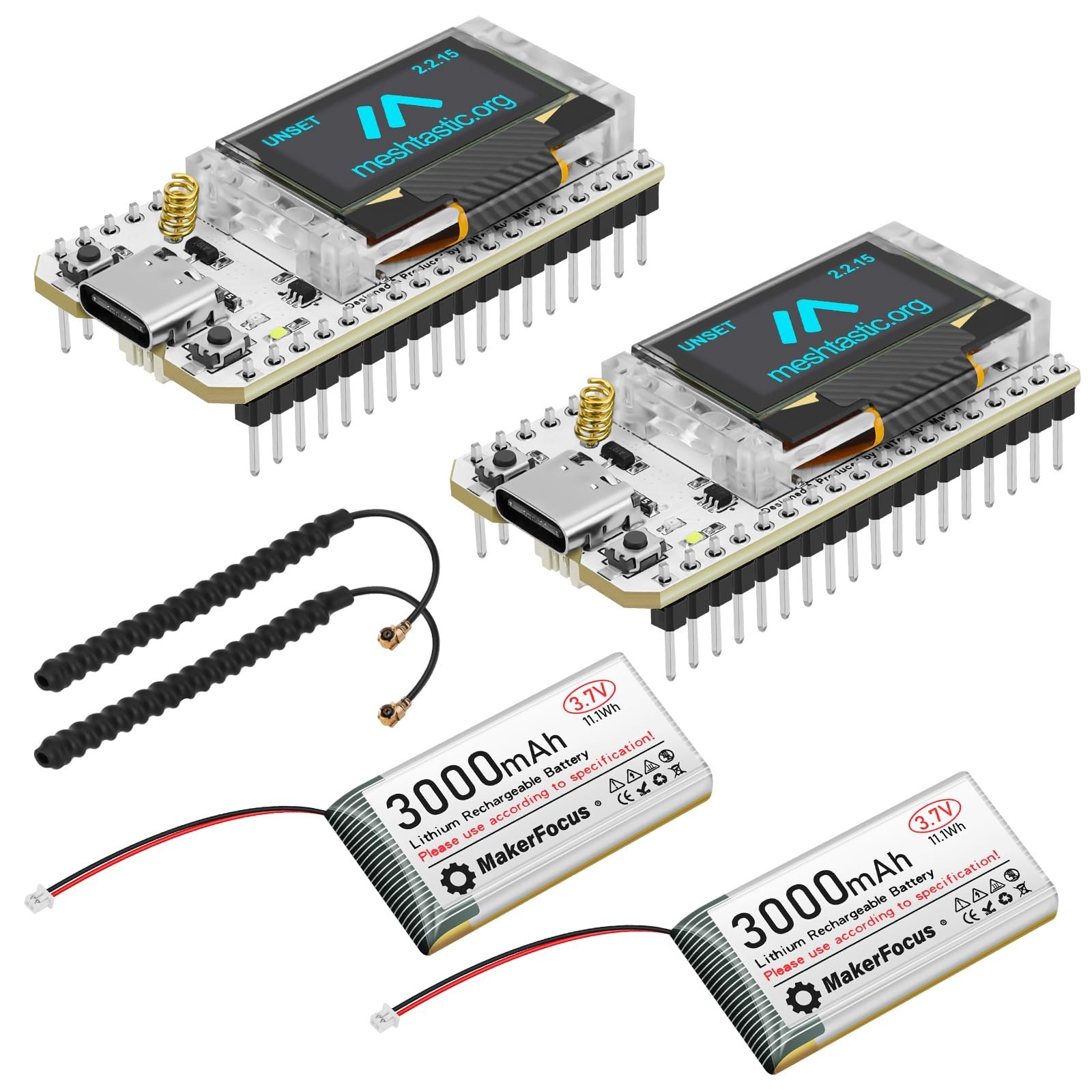 2 Pack ESP32 LoRa V3 Development Board + 3000mAh Battery Set, Integrated WiFi...