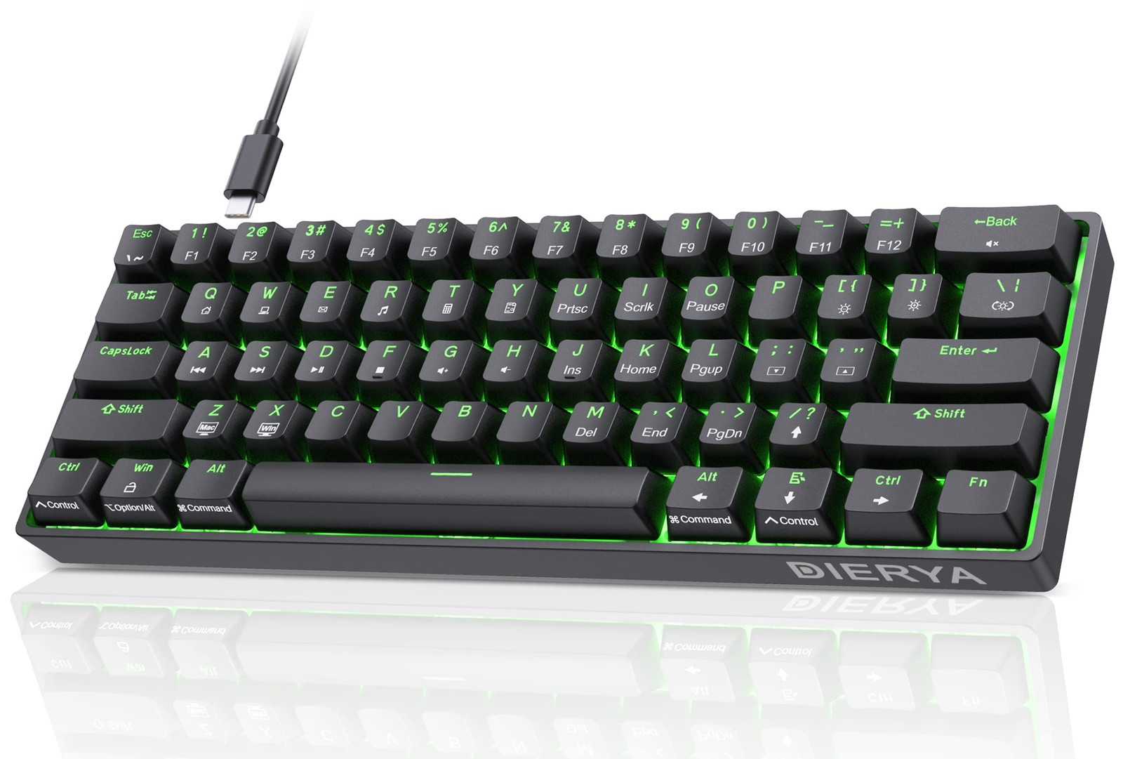DK61se 60% Mechanical Gaming Keyboard Wired Red Switch LED 61 Keys PC Black