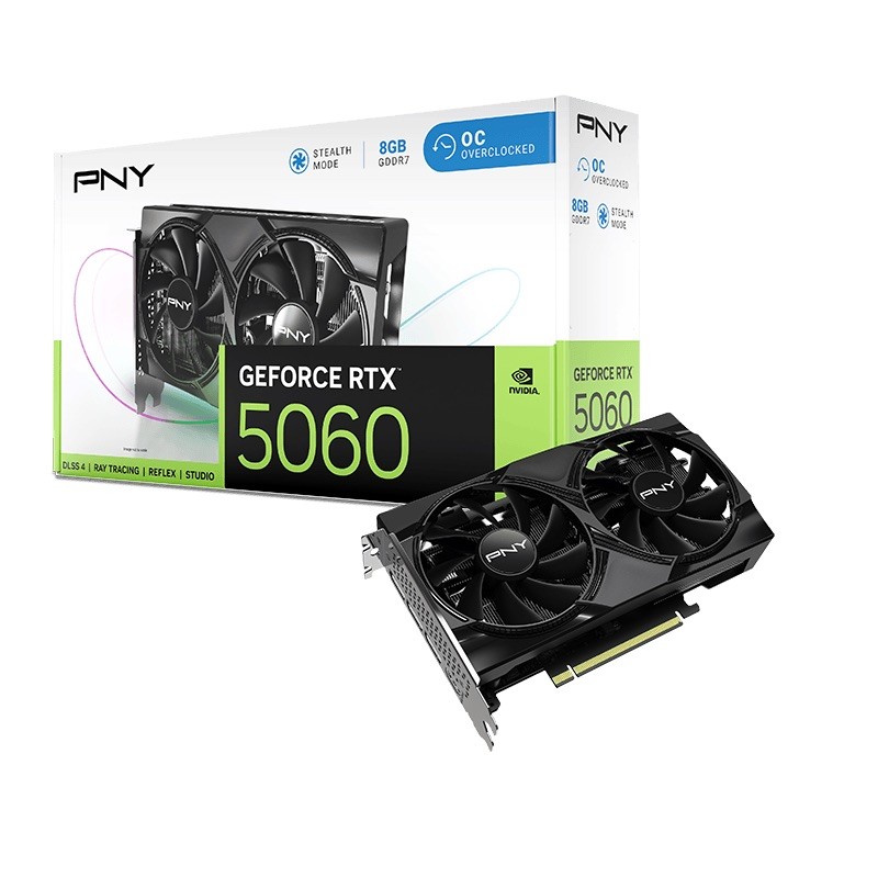 PNY NVIDIA GeForce RTX™ 5060 OC Dual Fan Graphics Card (8GB GDDR7, 128-bit)™