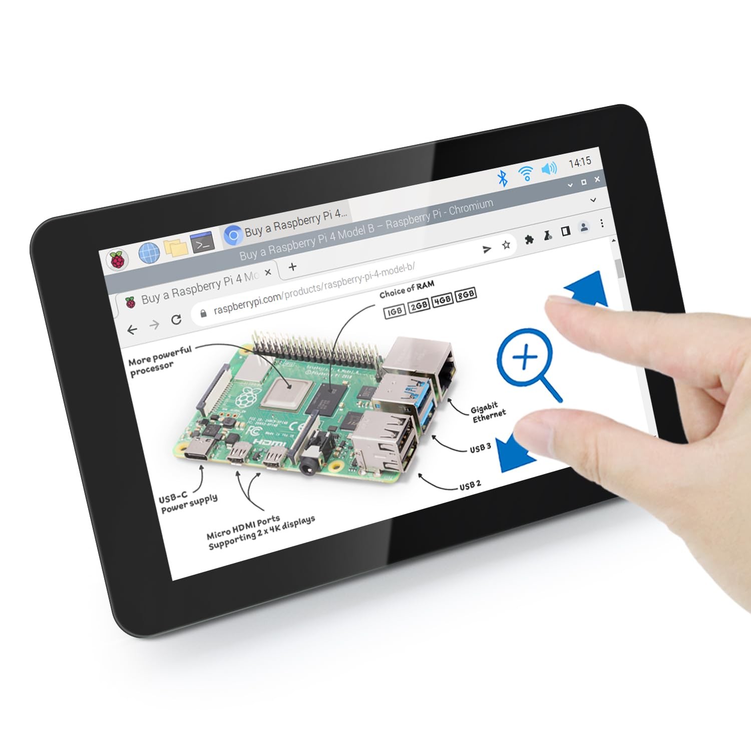 7 Inch Touch Display for Raspberry Pi 5 4 B 3 B+ A+, 800x480 Pixel IPS Monito...