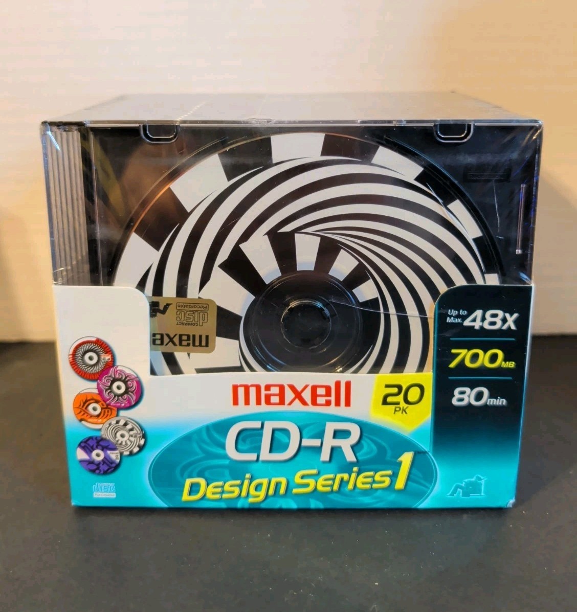 Maxell Design Series 1 20 Pk Blank CD-R Pack Slim Jewel Cases 80 Min 700mb 48x