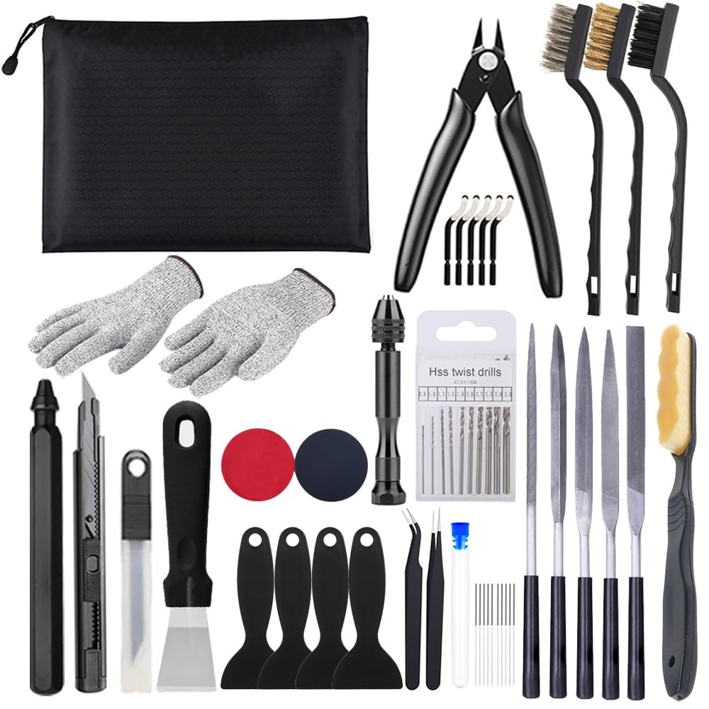 62PCS 3D Printer Tool Kit, Post-Processing Accessories Black bag 62pcs