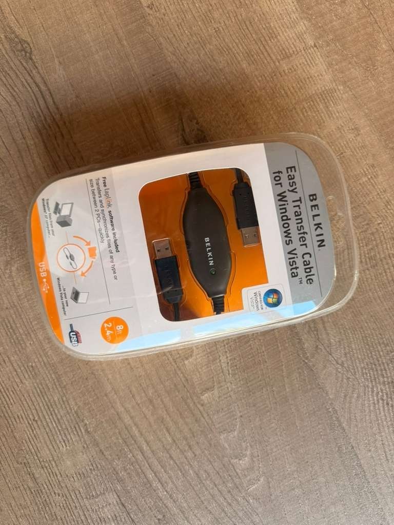 BELKIN Easy Transfer Cable Laptop PC Computer USB to USB SYNC Files NEW FACTORY