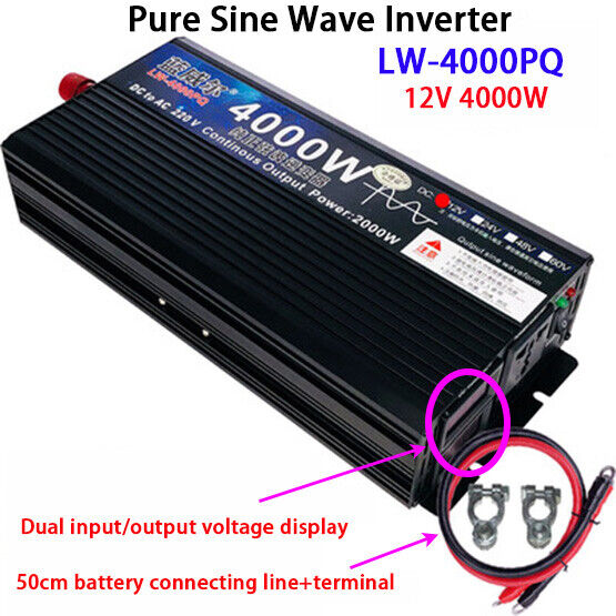 DC12V 24V 48V 60V To AC 220V Brand New LW-4000PQ Pure Sine Wave Inverter 4000W