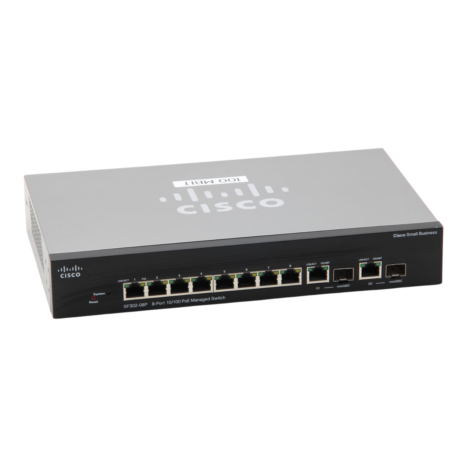 Cisco SF302-08P 8-Port 10/100 RJ-45 PoE 2x SFP Fast Ethernet Switch