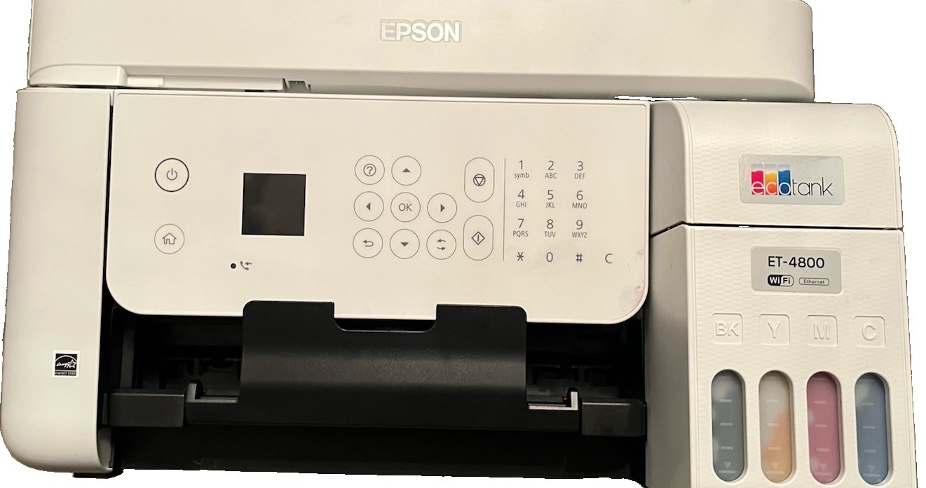Epson EcoTank ET-4800 Color Inkjet All-In-One Printer White Tested No Cord