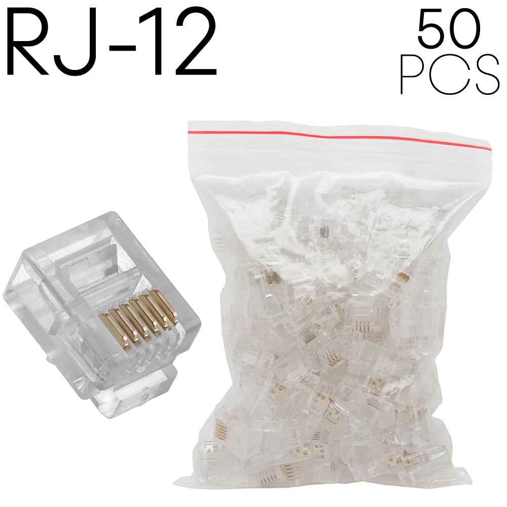 50pcs Telephone Cable Modular Plugs 6P4C 6P6C End Plug RJ11 RJ12 Connector