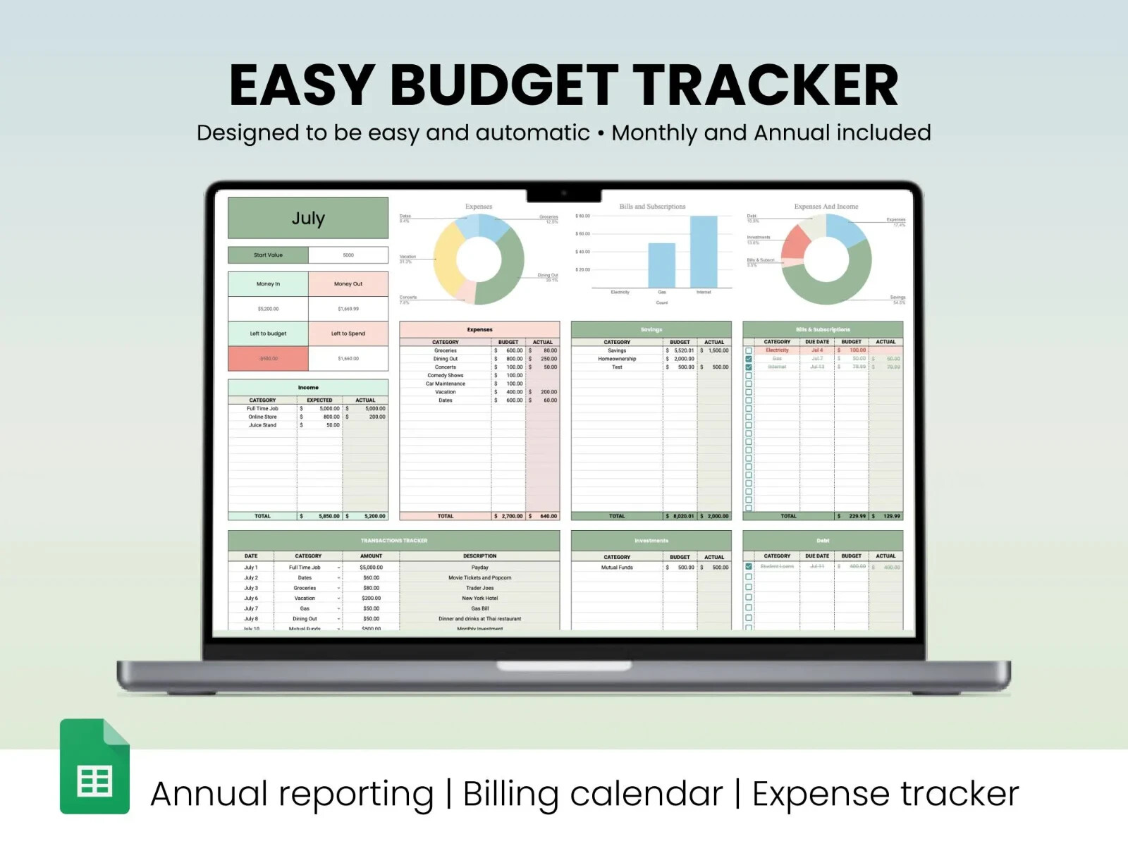Easy Personal Budget Spreadsheet Finance Saving Template 2026 Planner Google
