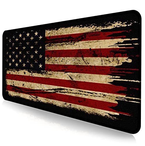 Retro American Flag XL Gaming Mouse Pad Stitched Edge