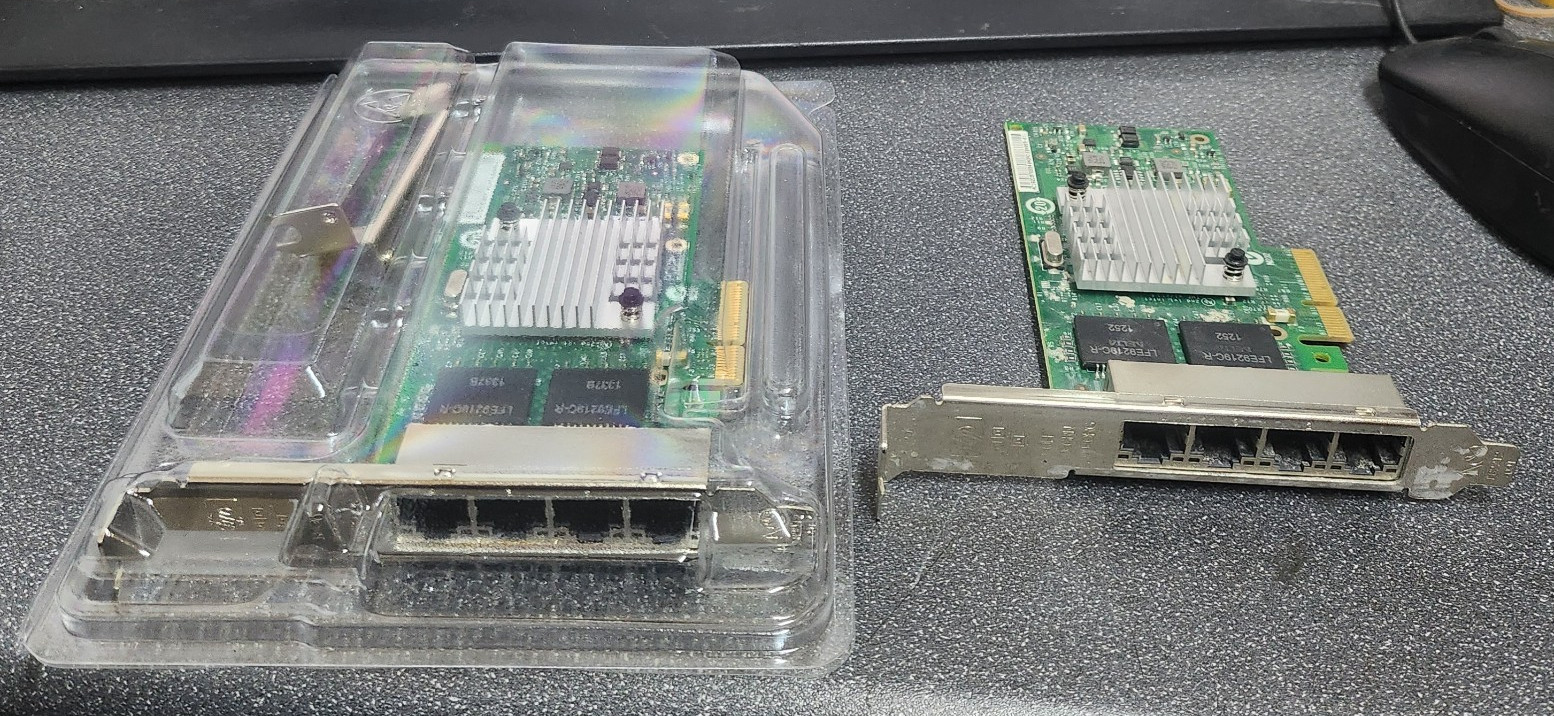 2x HP NC365T 593722-B21 593743-001 4-PORT ETHERNET SERVER Adapter - 1 new 1 used