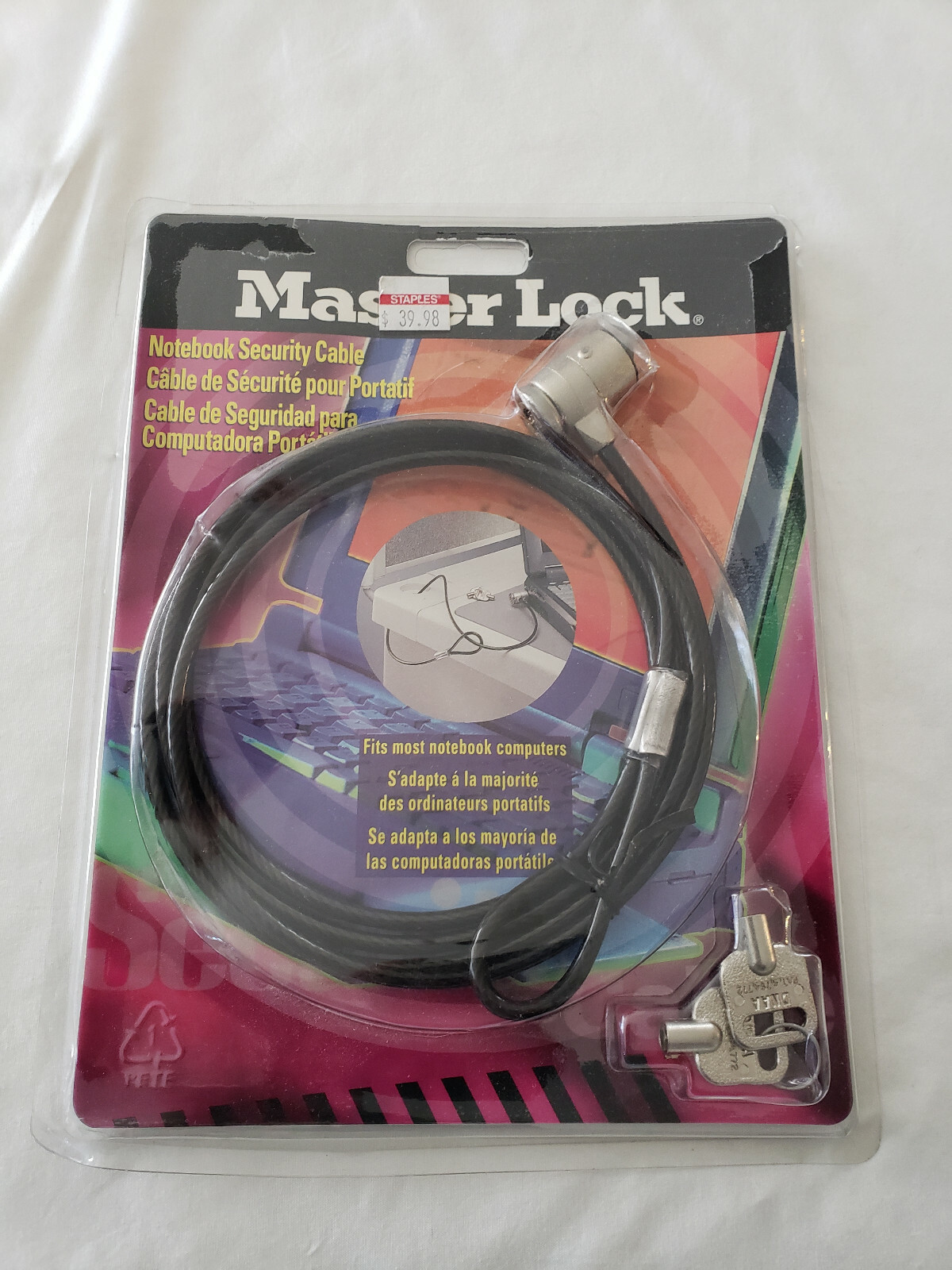 Master Lock Notebook Security Cable Fits Most Notebook Computers Old Stock 