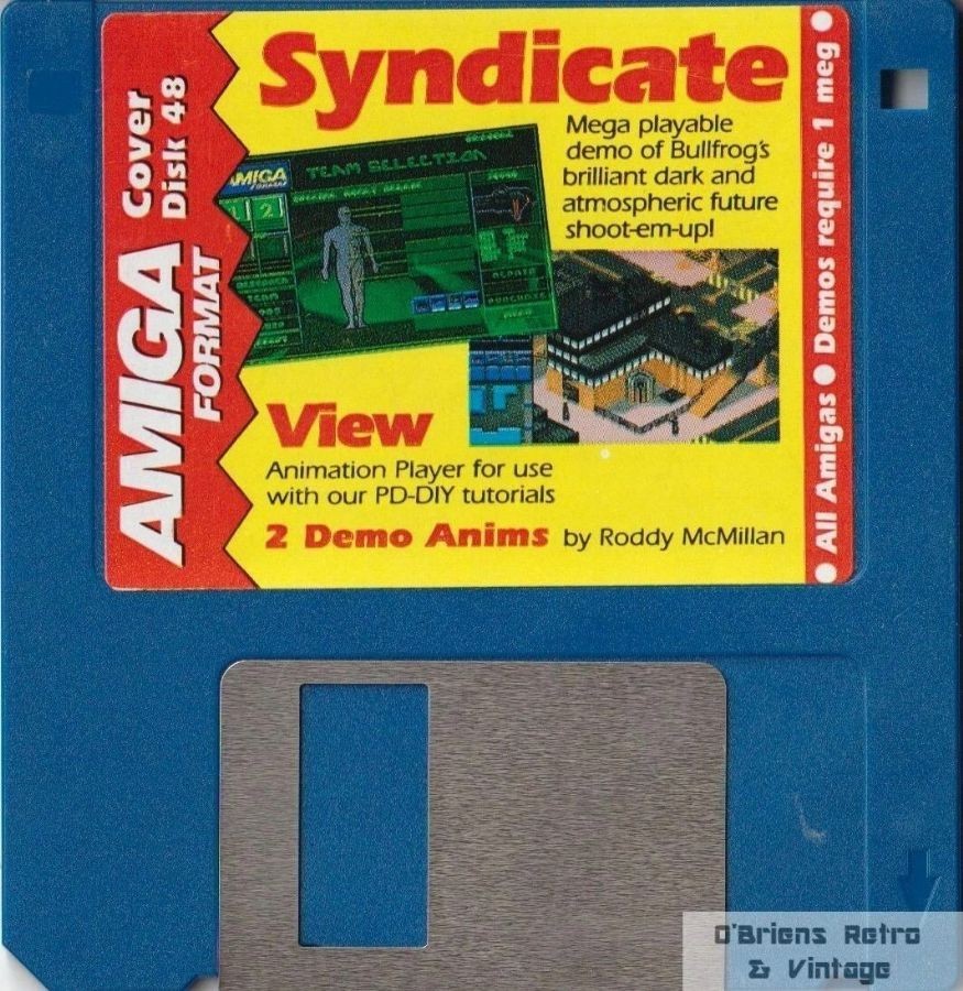 Amiga Format Coverdisk 48, Syndicate, View, 2 Demo Anims, Commodore Amiga