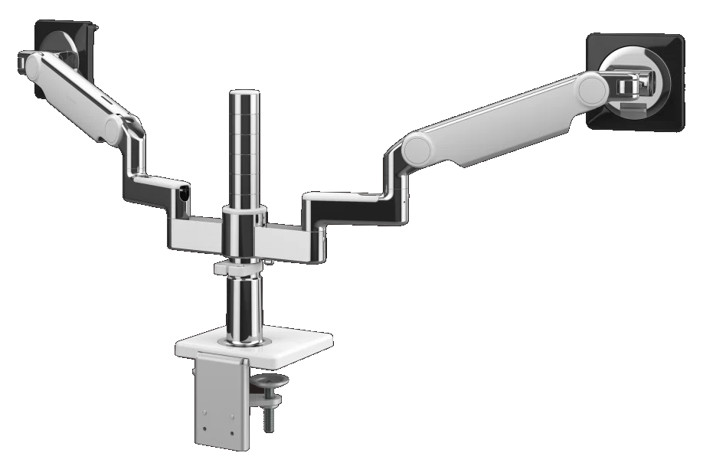 Humanscale M/Flex M2 Pro Dual Monitor Arm Polished Aluminum Black VESA New