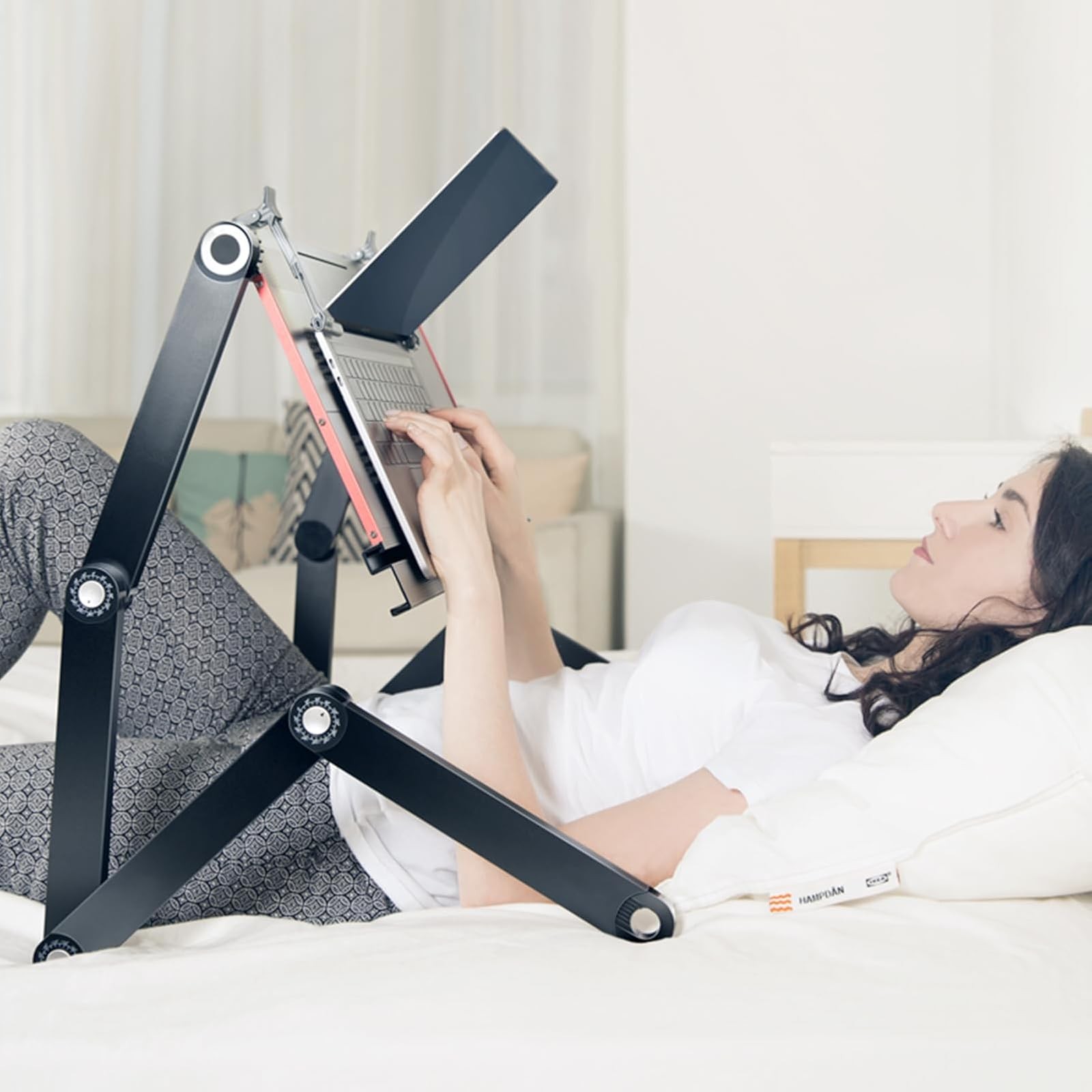 Foldable Laying Down Desk Adjustable Height Laptop Stand for Couch Bed