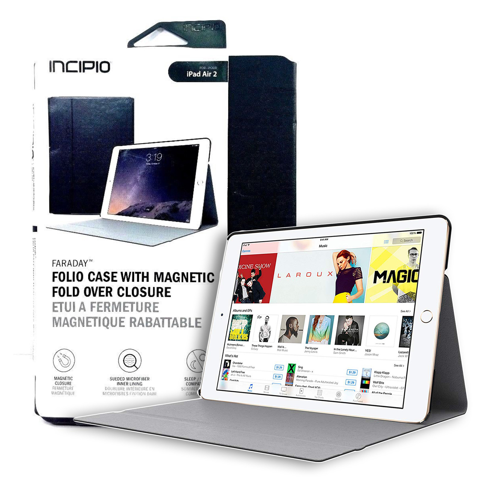 Incipio Faraday Hard Shell Snap On Folio Case W/ Magnetic Closure for iPad Air 2