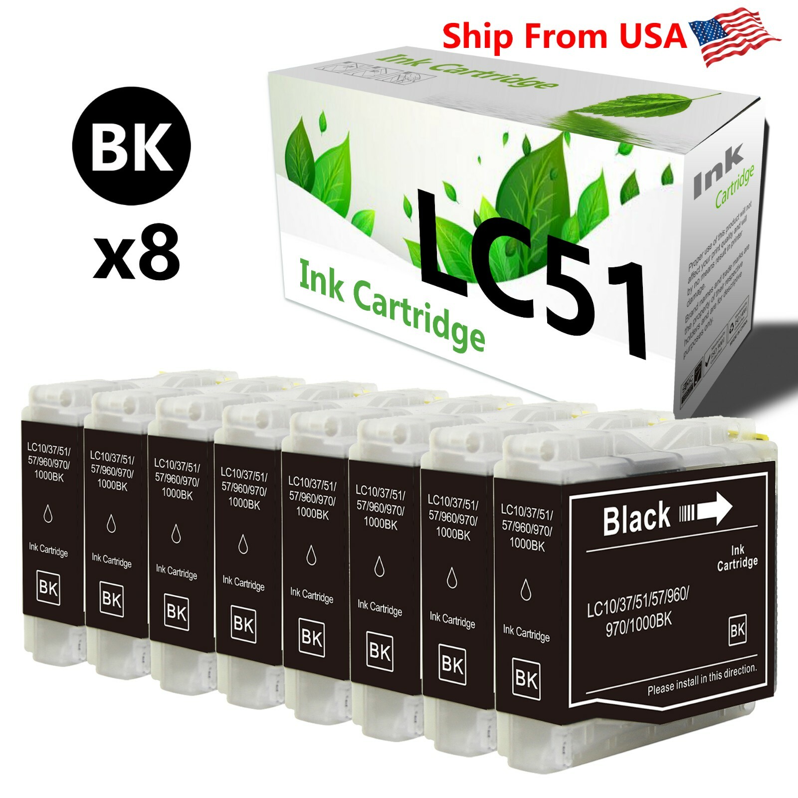 8-PacK LC51 LC51 Ink Cartridges for DCP-330C MFC-240C Printer