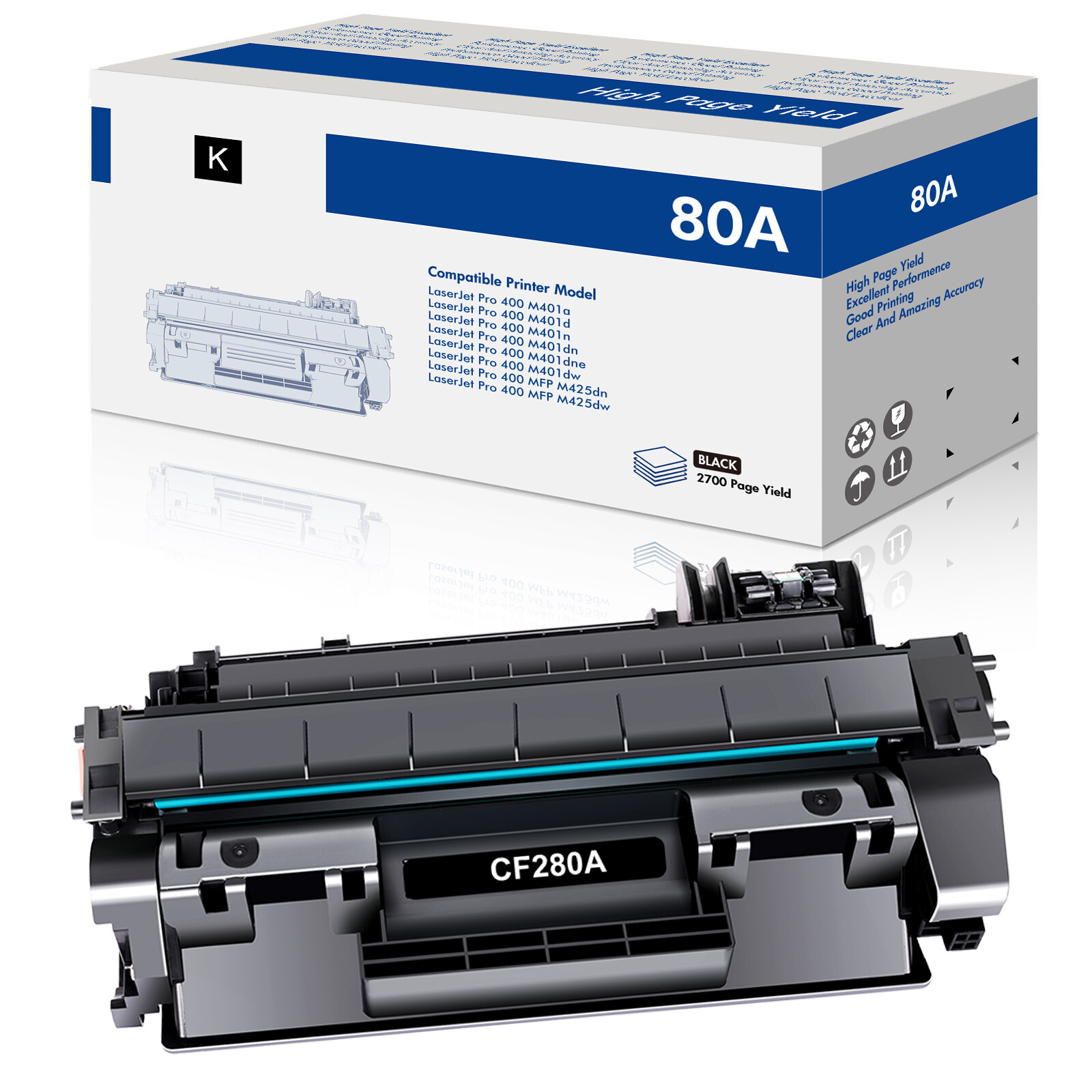 1 PACK CF280A Toner Compatible for HP 80A LaserJet Pro M401dw M401dne MFP M425dn