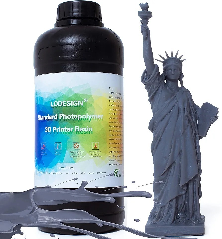 3D Printer Resin 405nm UV-Curing Photopolymer Grey 500g Standard Low Odor