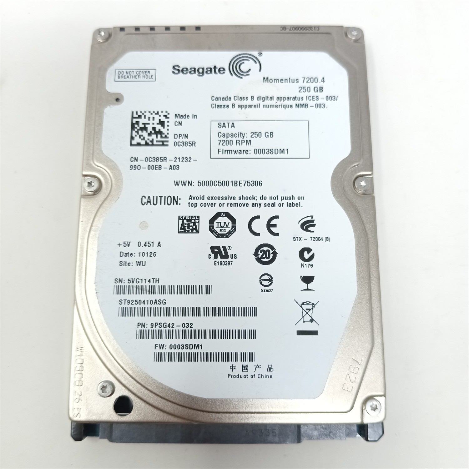 Seagate ST9250410ASG 250GB 2.5" SATA III HDD - Tested
