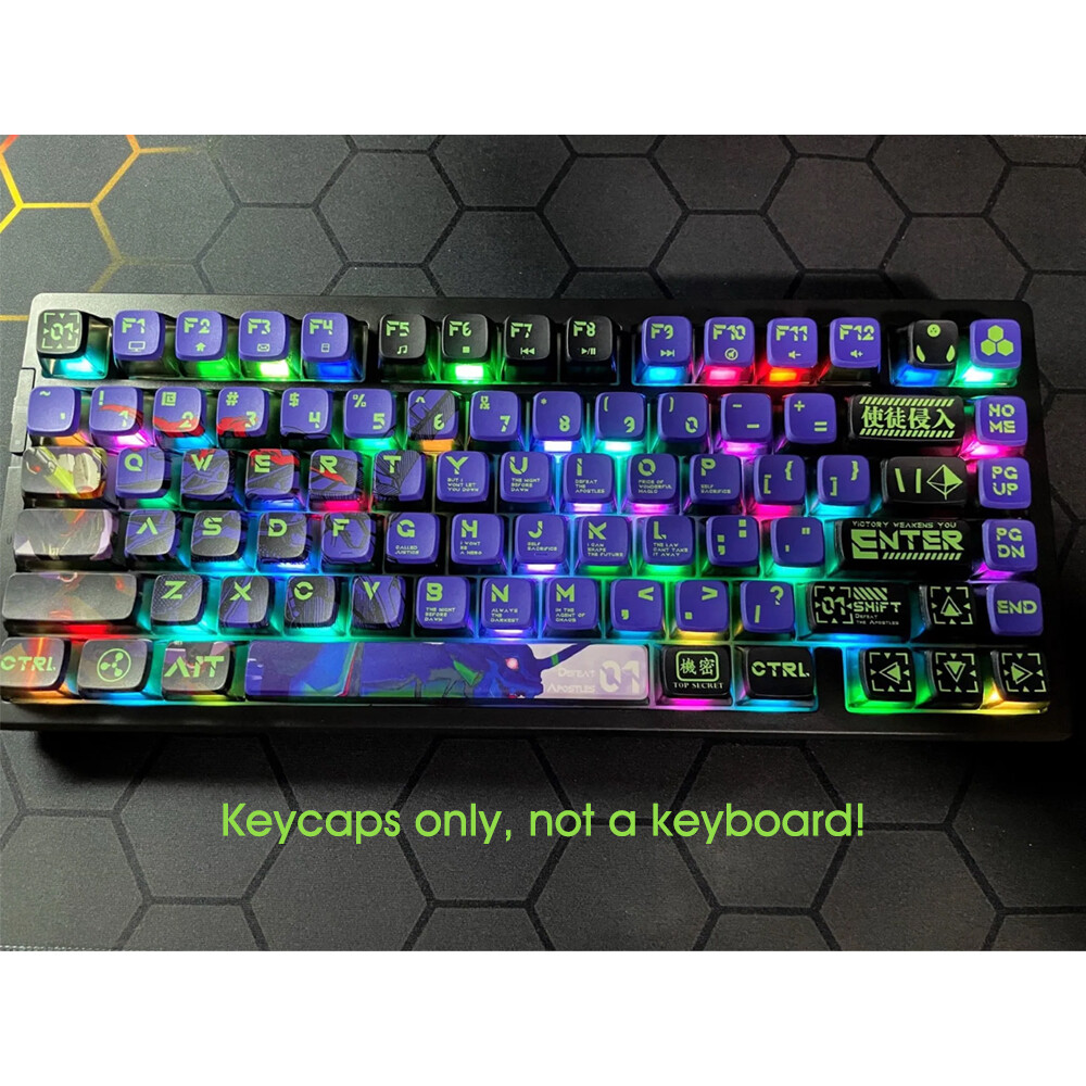 NEON GENESIS EVANGELION EVA-01 Mecha-01 Clear Keycap Set for Mechanical Keyboard