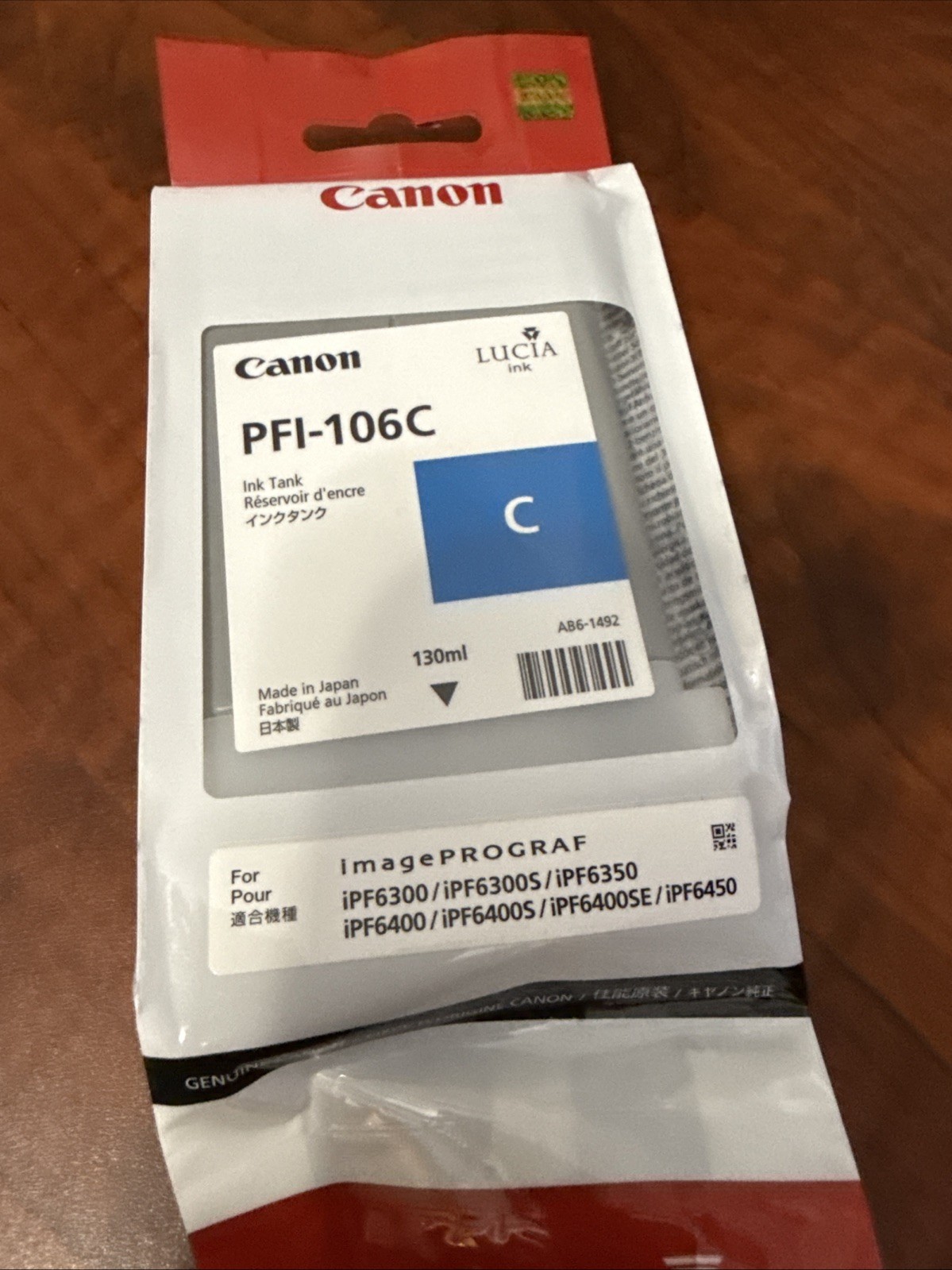 Canon ImagePROGRAF PFI-106PC Photo Cyan Ink Tank IPF6300 IPF6400 Expired 01/2021