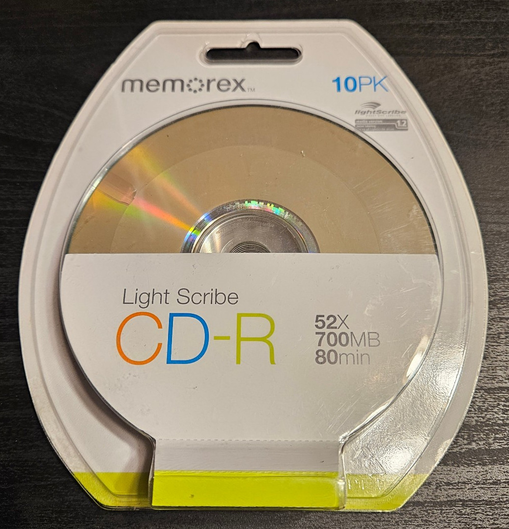 NEW Memorex LightScribe CD-R 52x 700mb 80 Minute Recordable Compact Disc 10-Pack